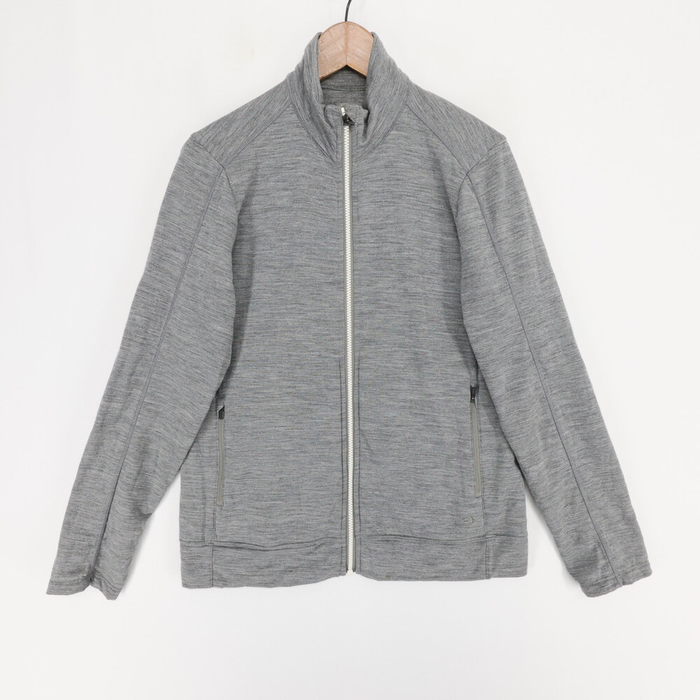 Icebreaker Dia Jacket Womens L Gray Heather Merino Wool Full Zip Pockets